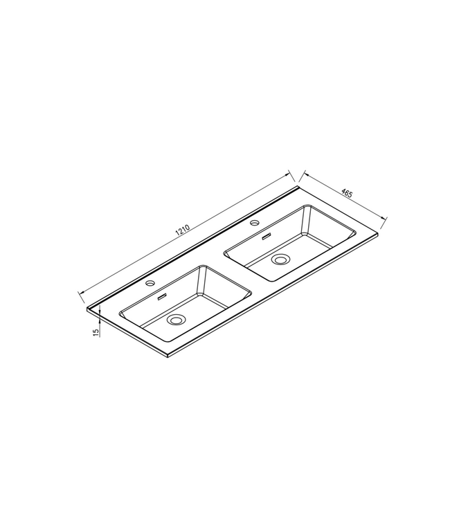 Ribbella wastafel 120 cm kunstmarmer mat zwart - 38.3537