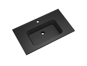 Ribbella wastafel 80 cm kunstmarmer mat zwart - 38.3531