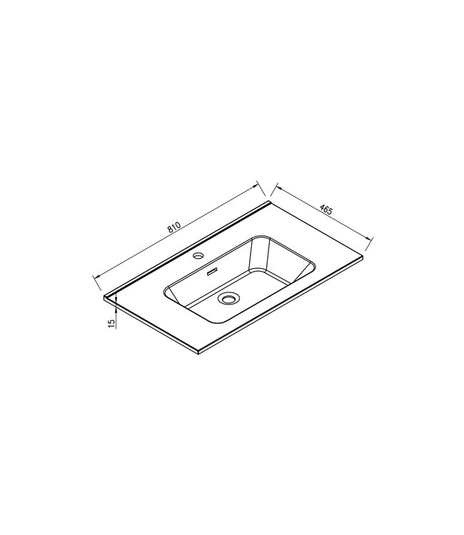 Wiesbaden Ribbella wastafel 80 cm kunstmarmer mat zwart - 38.3531
