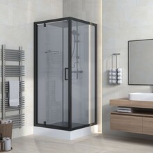 Complete Douchecabine Marani 90x90x225cm Mat Zwart met Rookglas
