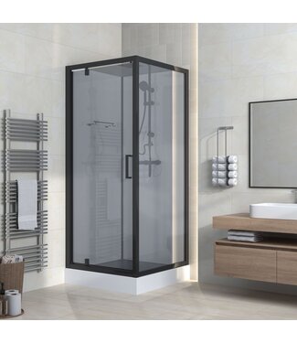 ALONI Complete Douchecabine Marani 90x90x225cm Mat Zwart met Rookglas