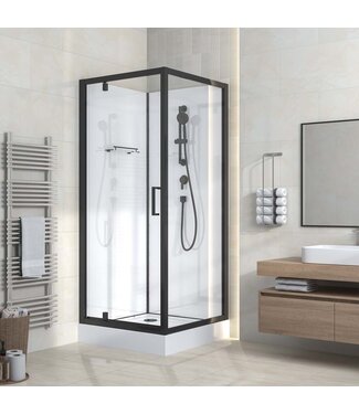 ALONI Complete Douchecabine Rimo 80x80x215cm Mat Zwart met helderglas