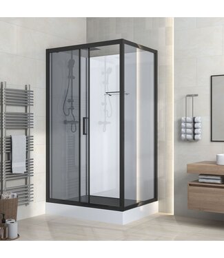 ALONI Complete Douchecabine Marani 110x80x225cm Mat Zwart met Rookglas
