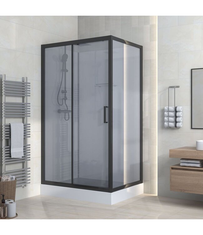 Complete Douchecabine Marani 110x80x225cm Mat Zwart met Rookglas