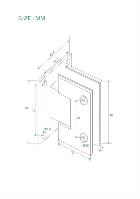 Douchedeur Less Chroom 90x200cm Spiegelrook naar helder Glas – Antikalk – Links / Rechts