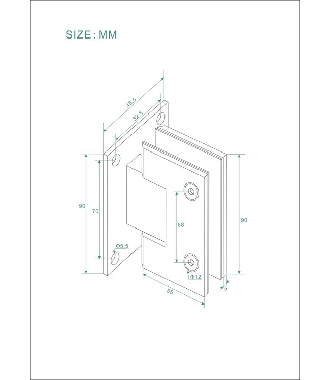 Wiesbaden Douchedeur Less Gunmetal 90x200cm Spiegelrook naar helder Glas – Antikalk – Links / Rechts