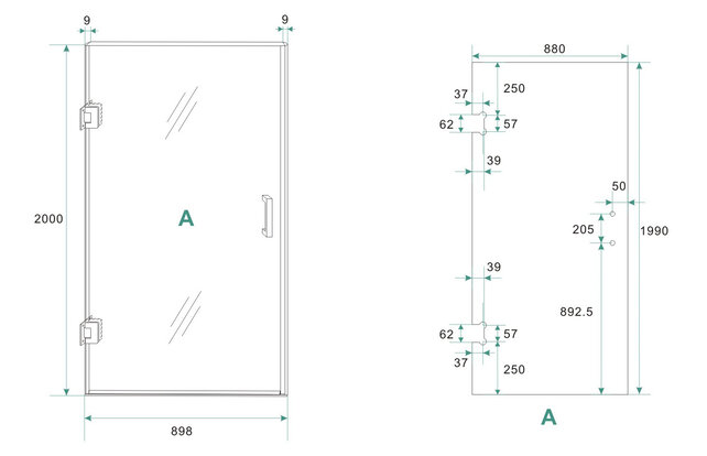 Douchedeur Less Mat Wit 90x200cm Spiegelrook naar helder Glas – Antikalk – Links / Rechts Douchedeur Less Mat Wit 90x200cm Spiegelrook naar helder Glas – Antikalk – Links / Rechts