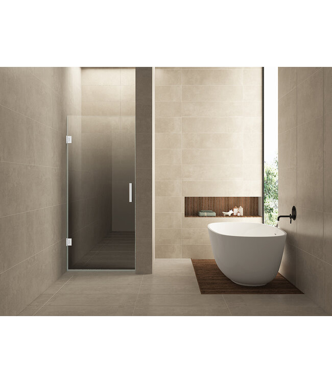 Douchedeur Less Mat Wit 90x200cm Spiegelrook naar helder Glas – Antikalk – Links / Rechts