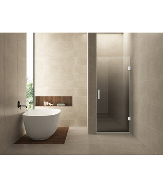 Wiesbaden Douchedeur Less Mat Wit 90x200cm Spiegelrook naar helder Glas – Antikalk – Links / Rechts