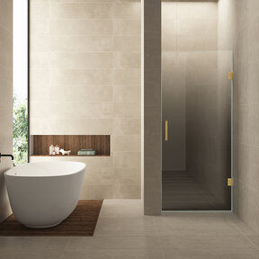 Douchedeur Less Geborsteld Messing 90x200cm Spiegelrook naar helder Glas – Antikalk – Links / Rechts