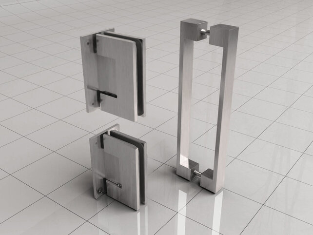 Douchedeur Less Geborsteld staal 90x200cm Spiegelrook naar helder Glas – Antikalk – Links / Rechts