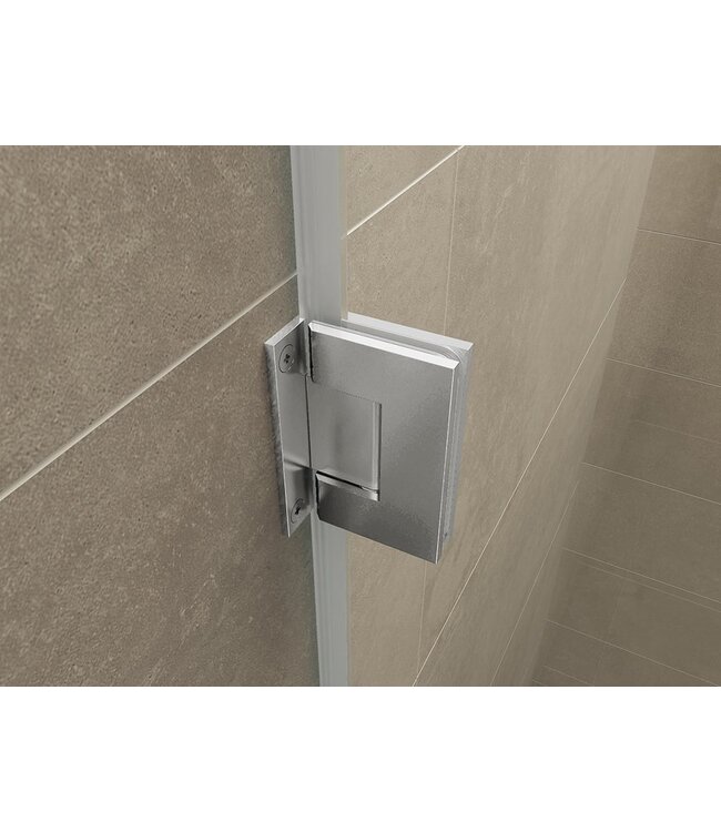 Wiesbaden Douchedeur Less Geborsteld staal 80x200cm Spiegelrook naar helder Glas – Antikalk – Links / Rechts