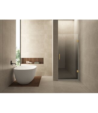 Wiesbaden Douchedeur Less Geborsteld Messing 80x200cm Spiegelrook naar helder Glas – Antikalk – Links / Rechts