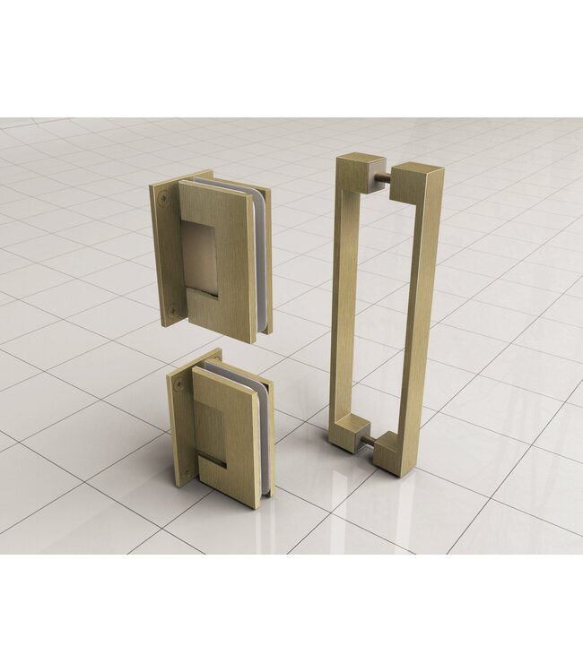 Wiesbaden Douchedeur Less Geborsteld Messing 80x200cm Spiegelrook naar helder Glas – Antikalk – Links / Rechts