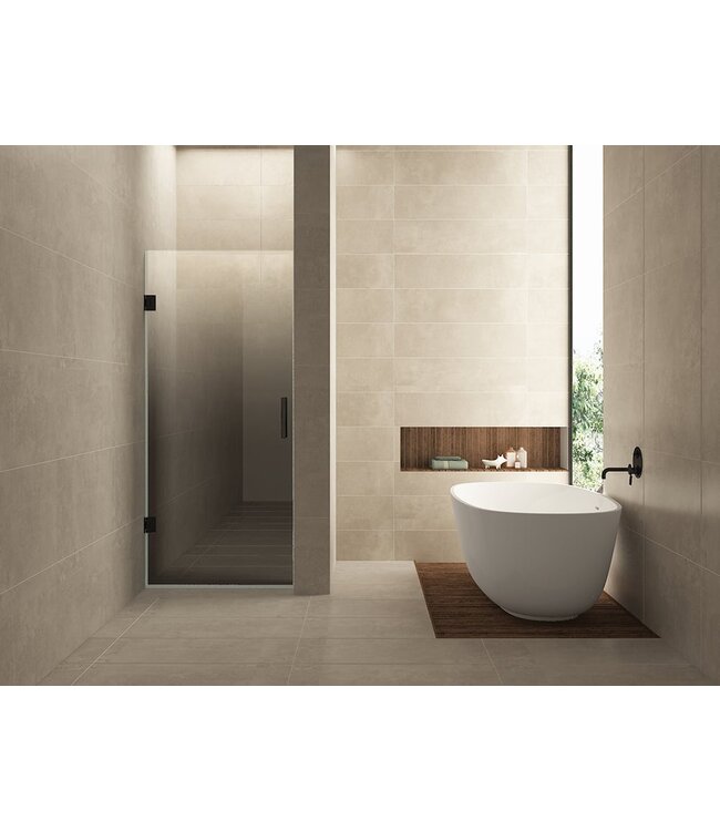 Wiesbaden Douchedeur Less Mat Zwart 80x200cm Spiegelrook naar helder Glas – Antikalk – Links / Rechts