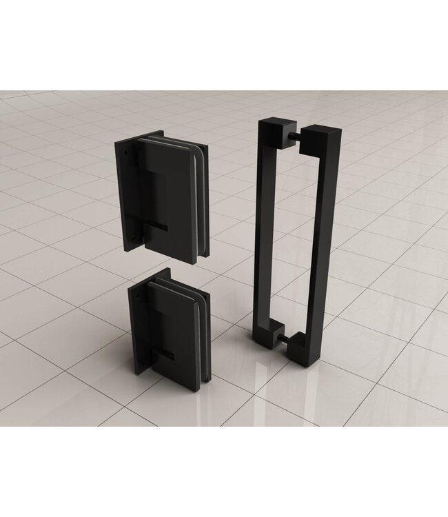 Wiesbaden Douchedeur Less Mat Zwart 80x200cm Spiegelrook naar helder Glas – Antikalk – Links / Rechts