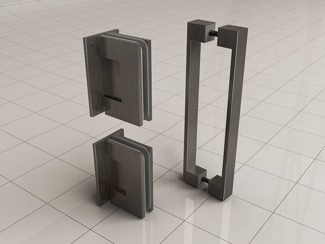 Douchedeur Less Gunmetal 80x200cm Spiegelrook naar helder Glas – Antikalk – Links / Rechts