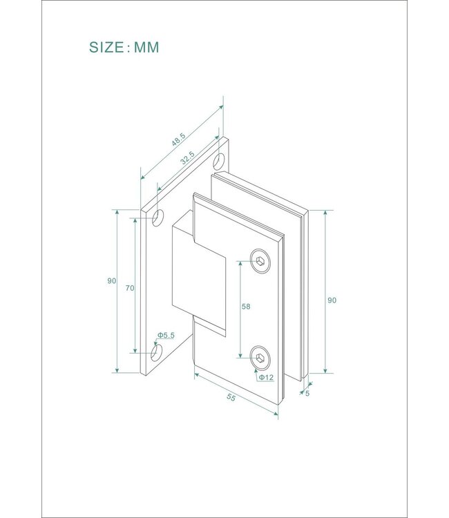 Wiesbaden Douchedeur Less Chroom 80x200cm Spiegelrook naar helder Glas – Antikalk – Links / Rechts