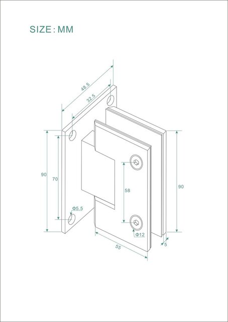 Douchedeur Less Chroom 70x200cm Spiegelrook naar helder Glas – Antikalk – Links / Rechts