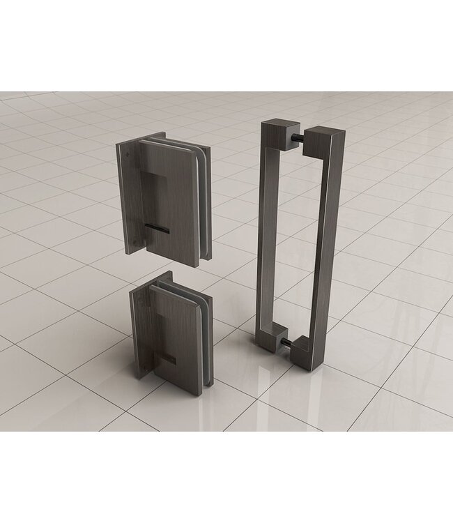 Douchedeur Less Gunmetal 70x200cm Spiegelrook naar helder Glas – Antikalk – Links / Rechts