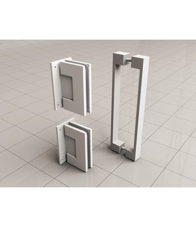 Douchedeur Less Mat Wit 70x200cm Spiegelrook naar helder Glas – Antikalk – Links / Rechts