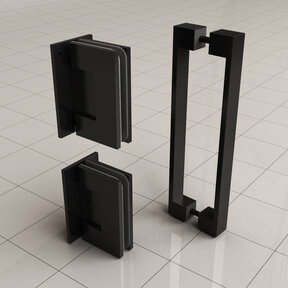 Less scharnierset en greep voor profielloze nisdeur mat zwart - 20.6172