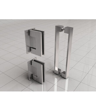 Wiesbaden Less scharnierset en greep voor profielloze nisdeur geborsteld staal- 20.6171