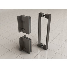Less scharnierset en greep voor profielloze nisdeur Gunmetal - 20.6176