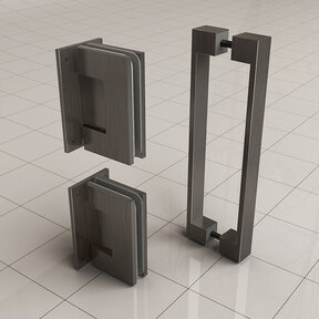 Less scharnierset en greep voor profielloze nisdeur Gunmetal - 20.6176