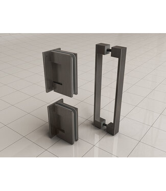 Wiesbaden Less scharnierset en greep voor profielloze nisdeur Gunmetal - 20.6176