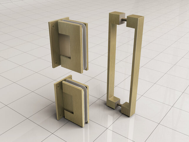 Less scharnierset en greep voor profielloze nisdeur Geborsteld Messing - 20.6175 Less scharnierset en greep voor profielloze nisdeur Geborsteld Messing - 20.6175