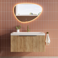 Wastafelonderkast Wiesbaden Ribbella 100cm⎢Naturel eik⎢1 lade - 1 uitsparing - 38.3533