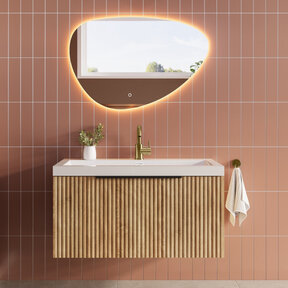 Wastafelonderkast Wiesbaden Ribbella 80cm⎢Naturel eik⎢1 lade - 1 uitsparing - 38.3530