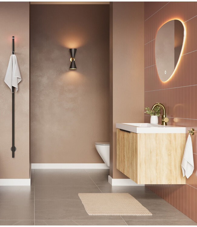 Wastafelonderkast Wiesbaden Ribbella 80cm⎢Naturel eik⎢1 lade - 1 uitsparing - 38.3530