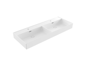 Wastafel Milano Glans Wit 120x46x12cm Dubbele wasbak - met kraangat en overloop