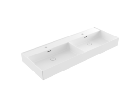 Wastafel Milano Mat Wit 120x46x12cm Dubbele wasbak - met kraangat en overloop