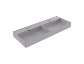 Wastafel Milano Mat Grijs 120x46x12cm Dubbele wasbak - met kraangat en overloop