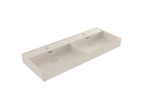 Wastafel Milano Mat Jasmijn 120x46x12cm Dubbele wasbak - met kraangat en overloop