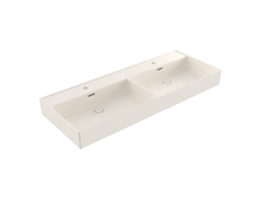 Wastafel Milano Mat Biscuit 120x46x12cm Dubbele wasbak - met kraangat en overloop