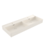 Wastafel Milano Mat Biscuit 120x46x12cm Dubbele wasbak - met kraangat en overloop