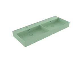 Wastafel Milano Mat Mint Groen 120x46x12cm Dubbele wasbak - met kraangat en overloop