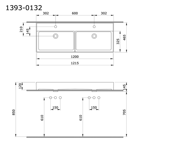 Wastafel Milano Glans Mandarijn Geel 120x46x12cm Dubbele wasbak- met kraangat en overloop Wastafel Milano Glans Mandarijn Geel 120x46x12cm Dubbele wasbak- met kraangat en overloop
