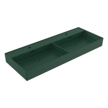 Wastafel Milano Mat Groen 120x46x12cm Dubbele wasbak - met kraangat en overloop