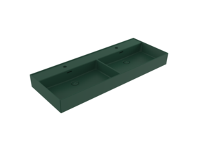 Wastafel Milano Mat Groen 120x46x12cm Dubbele wasbak - met kraangat en overloop