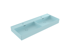 Wastafel Milano Mat Baby Blue 120x46x12cm Dubbele wasbak - met kraangat en overloop