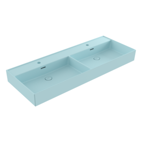 Wastafel Milano Mat Baby Blue 120x46x12cm Dubbele wasbak - met kraangat en overloop