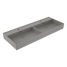 Wastafel Milano Mat Grijs Beton 120x46x12cm Dubbele wasbak - met kraangat en overloop