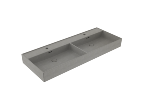 Wastafel Milano Mat Grijs Beton 120x46x12cm Dubbele wasbak - met kraangat en overloop