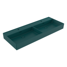 Wastafel Milano Mat Petrol Blue 120x46x12cm Dubbele wasbak - met kraangat en overloop