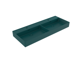 Wastafel Milano Mat Petrol Blue 120x46x12cm Dubbele wasbak - met kraangat en overloop
